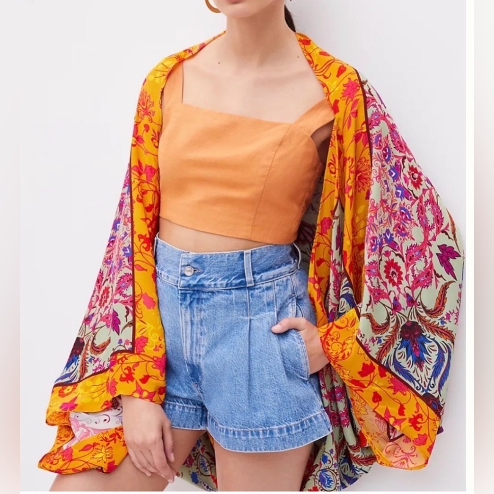 Anthropologie Floral Cocoon kimono  boho one size